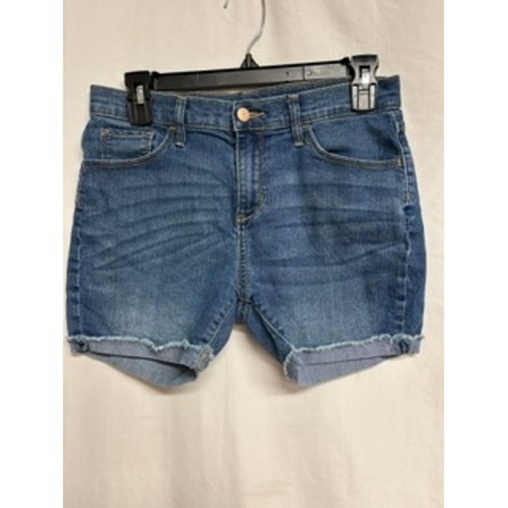 Old Navy Girls Medium Wash Denim Shorts Raw Hem Size 16 Stretch Blue Jean